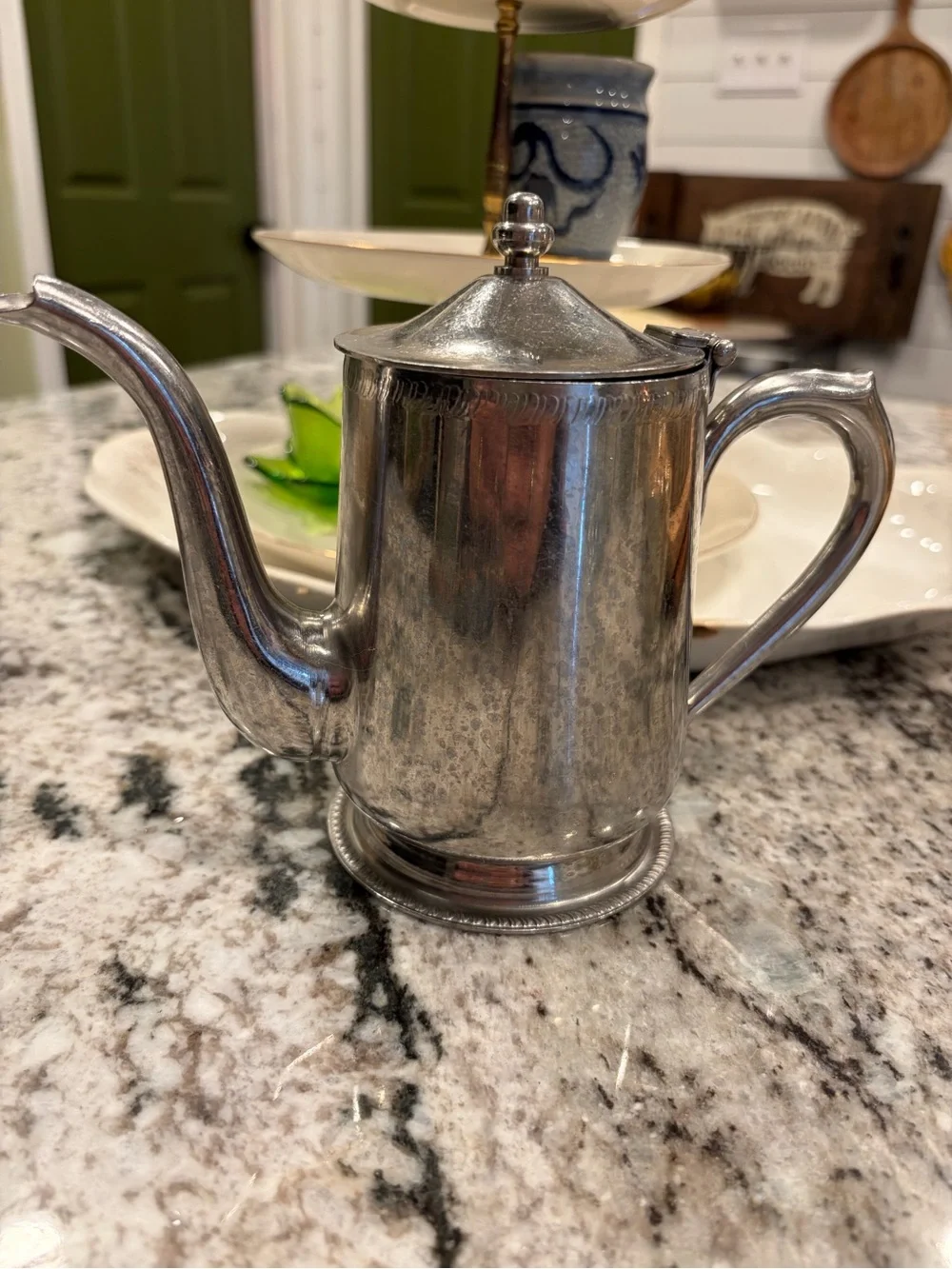Classic Silver-Tone Coffee Pot - Polished Gray Finish